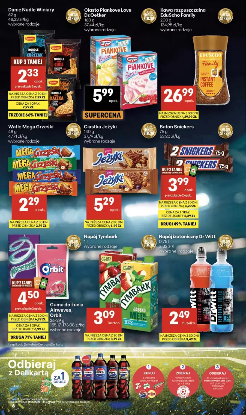 Gazetka promocyjna Delikatesy Centrum - Franczyza DC29 Czwartek - ważna 16.07 do 22.07.2026 - strona 6 - produkty: Fa, Grześki, Guma do żucia, Kawa, Kawa rozpuszczalna, Kurczak, Pepsi, Wafle, Winiary
