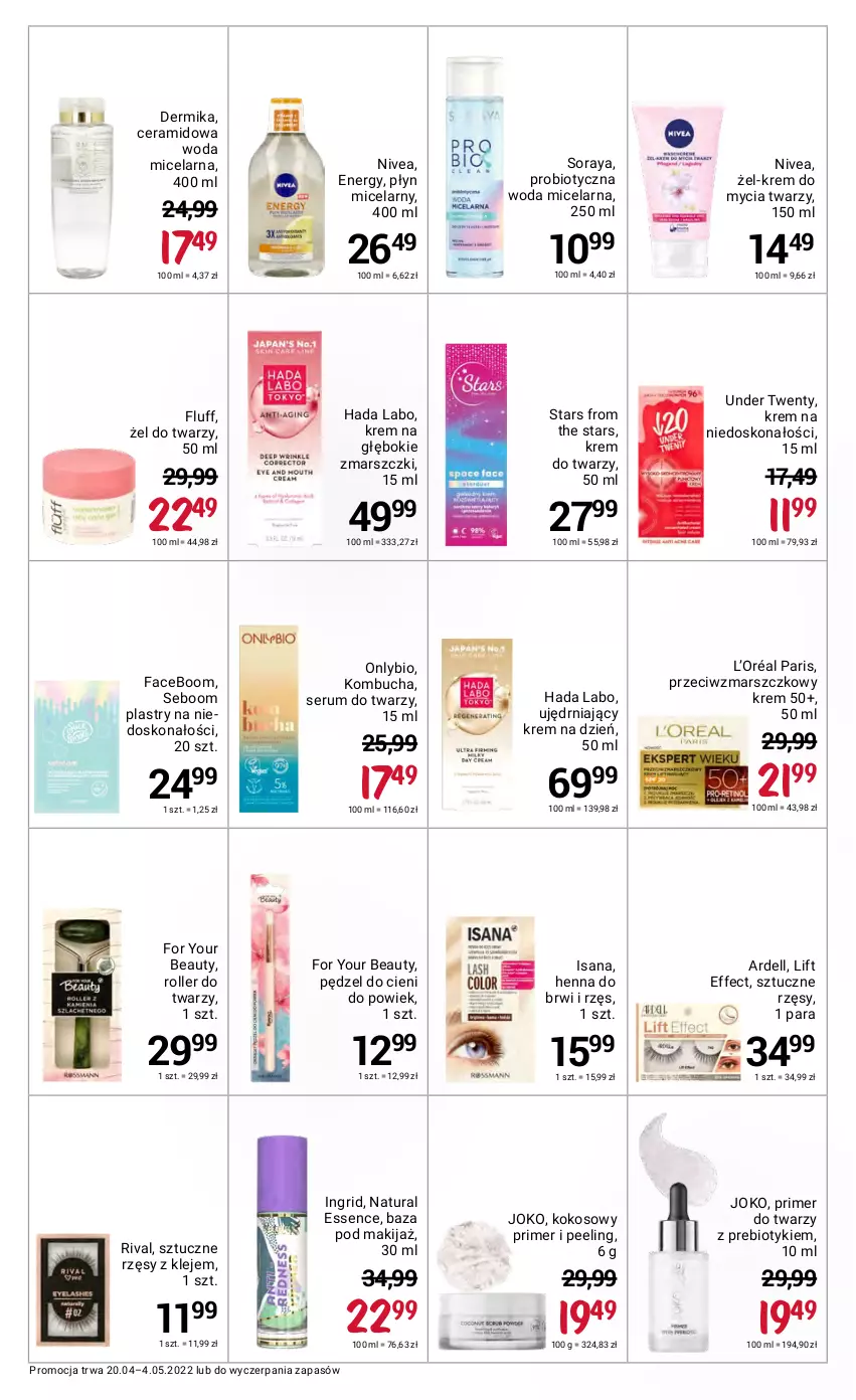 Gazetka promocyjna Rossmann - ważna 20.04 do 04.05.2022 - strona 40 - produkty: Dell, Dermika, Fa, For Your Beauty, GRID, Isana, Klej, Kokos, Krem do twarzy, Krem na dzień, L’Oréal, Makijaż, Mars, Nivea, Peeling, Płyn micelarny, Roller, Rum, Ser, Serum, Serum do twarzy, Sztuczne rzęsy, Woda, Woda micelarna