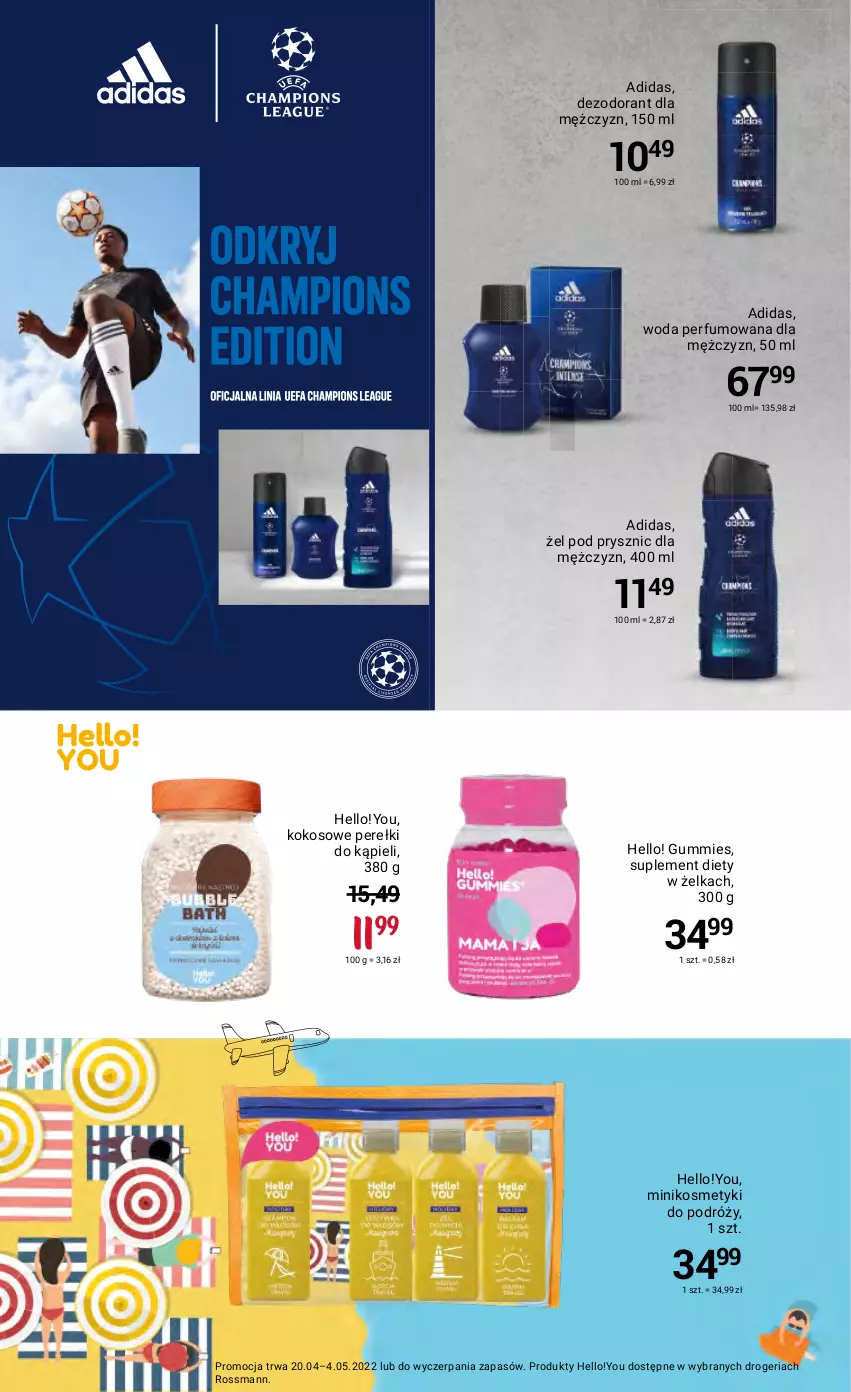 Gazetka promocyjna Rossmann - ważna 20.04 do 04.05.2022 - strona 7 - produkty: Adidas, Dezodorant, Kokos, Perfum, Suplement diety, Woda, Woda perfumowana