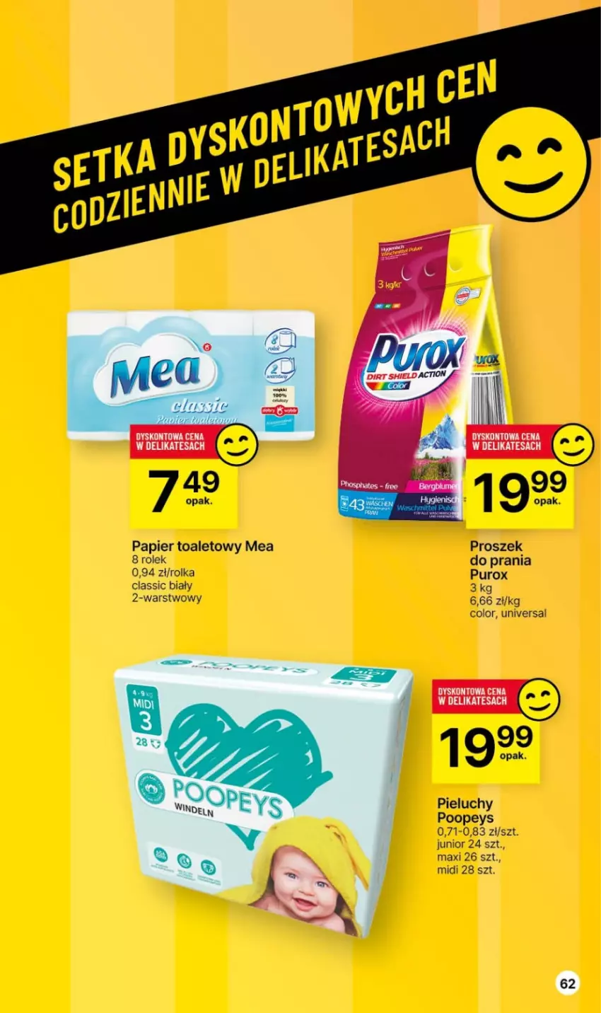 Gazetka promocyjna Delikatesy Centrum - Dyskontowe ceny w Delikatesach Centrum - ważna 07.12 do 13.12.2023 - strona 62 - produkty: Papier, Papier toaletowy, Pieluchy, Pur