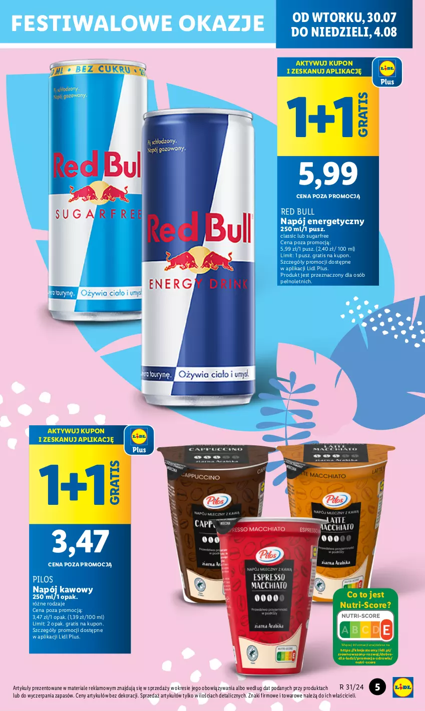 Gazetka promocyjna Lidl - GAZETKA - ważna 30.07 do 04.08.2024 - strona 5 - produkty: Gra, Napój, Napój energetyczny, Pilos, Red Bull, Wazon