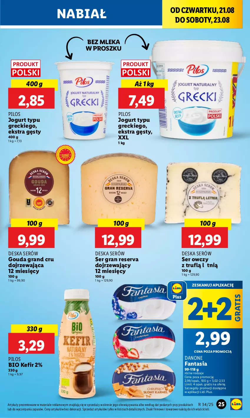 Gazetka promocyjna Lidl - GAZETKA - ważna 21.08 do 23.08.2025 - strona 29 - produkty: Danone, Deska serów, Fa, Fanta, Gouda, Gra, Jogurt, Kefir, Pilos, Ser, Ser owczy