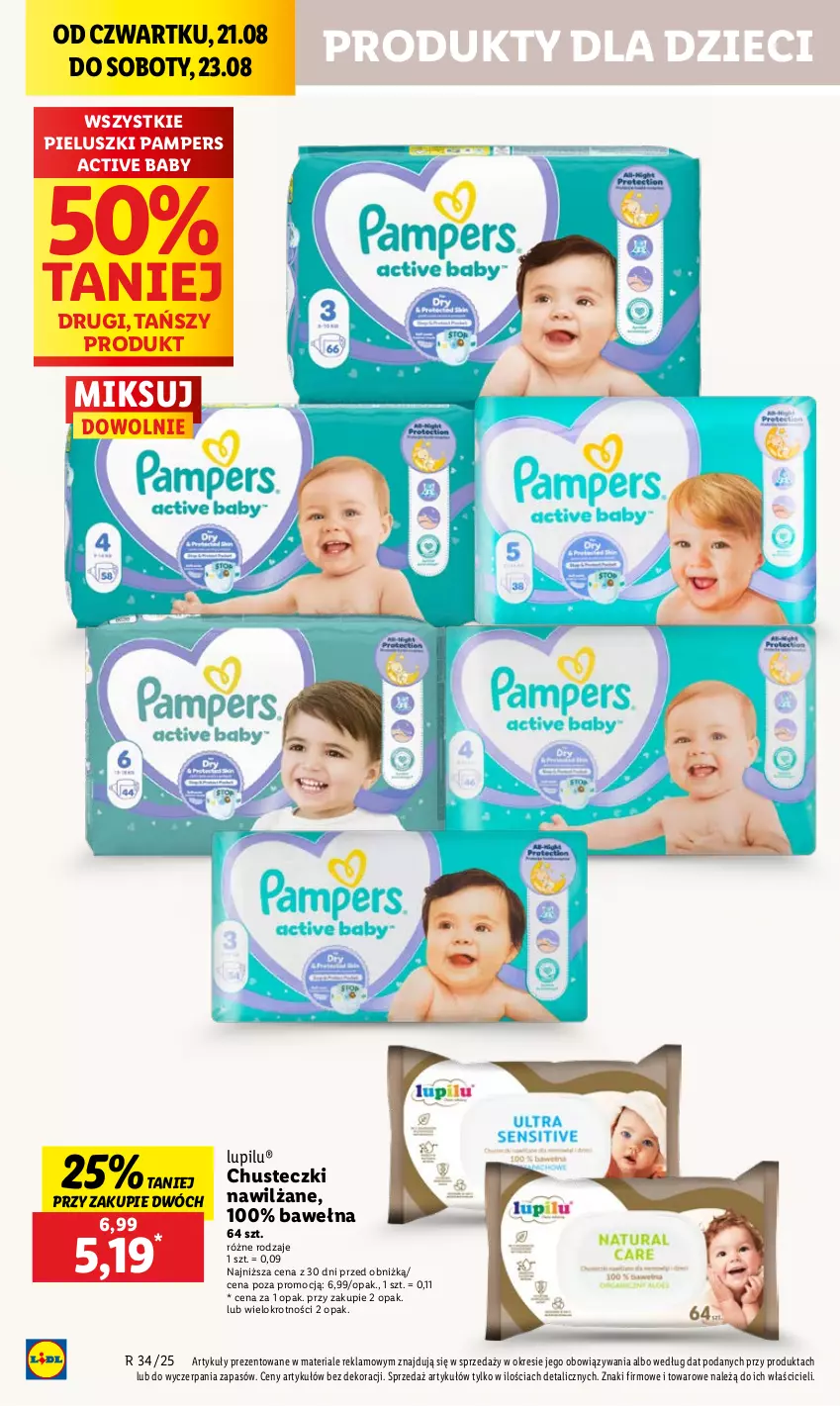 Gazetka promocyjna Lidl - GAZETKA - ważna 21.08 do 23.08.2025 - strona 50 - produkty: Chusteczki, Dzieci, Pampers, Wełna