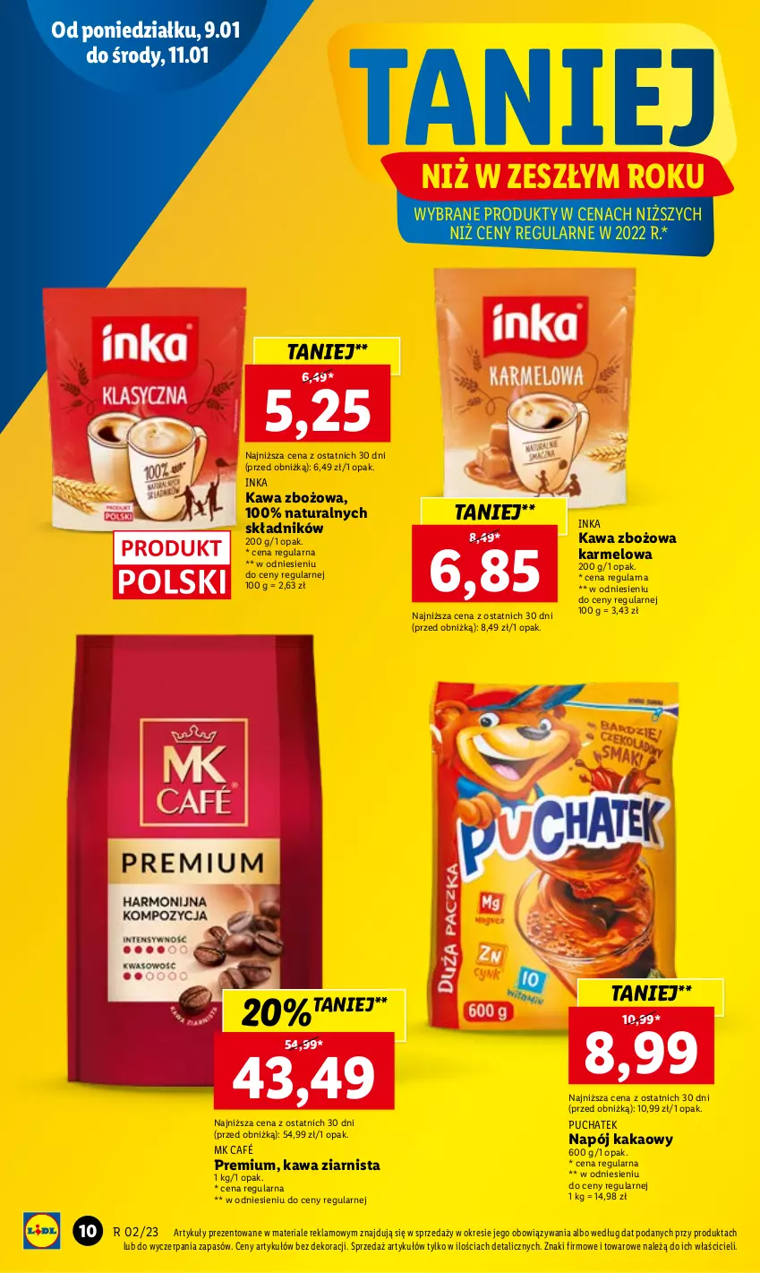 Gazetka promocyjna Lidl - GAZETKA - ważna 09.01 do 11.01.2023 - strona 10 - produkty: Inka, Kakao, Kawa, Kawa zbożowa, Kawa ziarnista, Napój