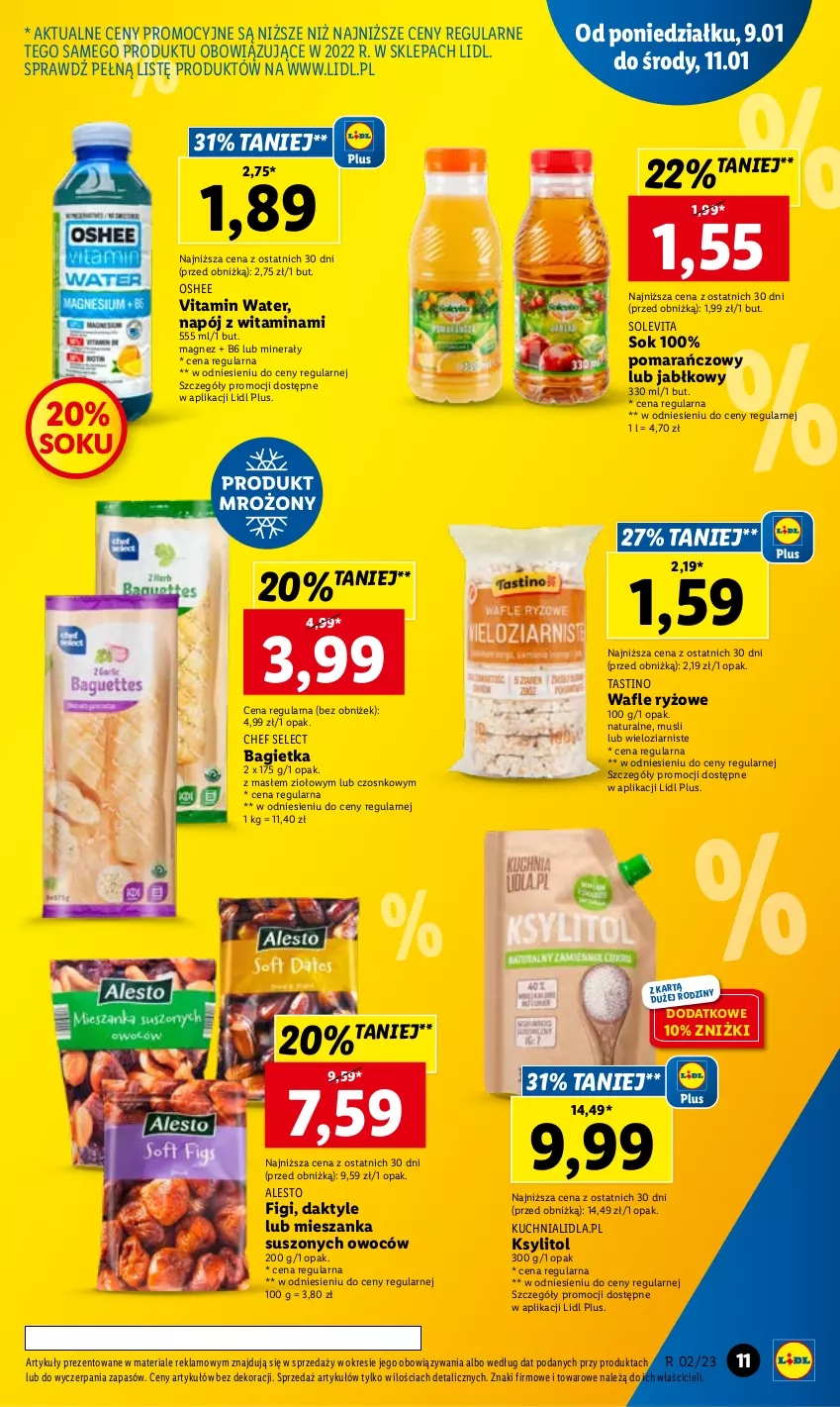 Gazetka promocyjna Lidl - GAZETKA - ważna 09.01 do 11.01.2023 - strona 11 - produkty: Bagietka, Daktyle, Figi, Ksylitol, Kuchnia, Magnez, Mus, Napój, Oshee, Ryż, Sok