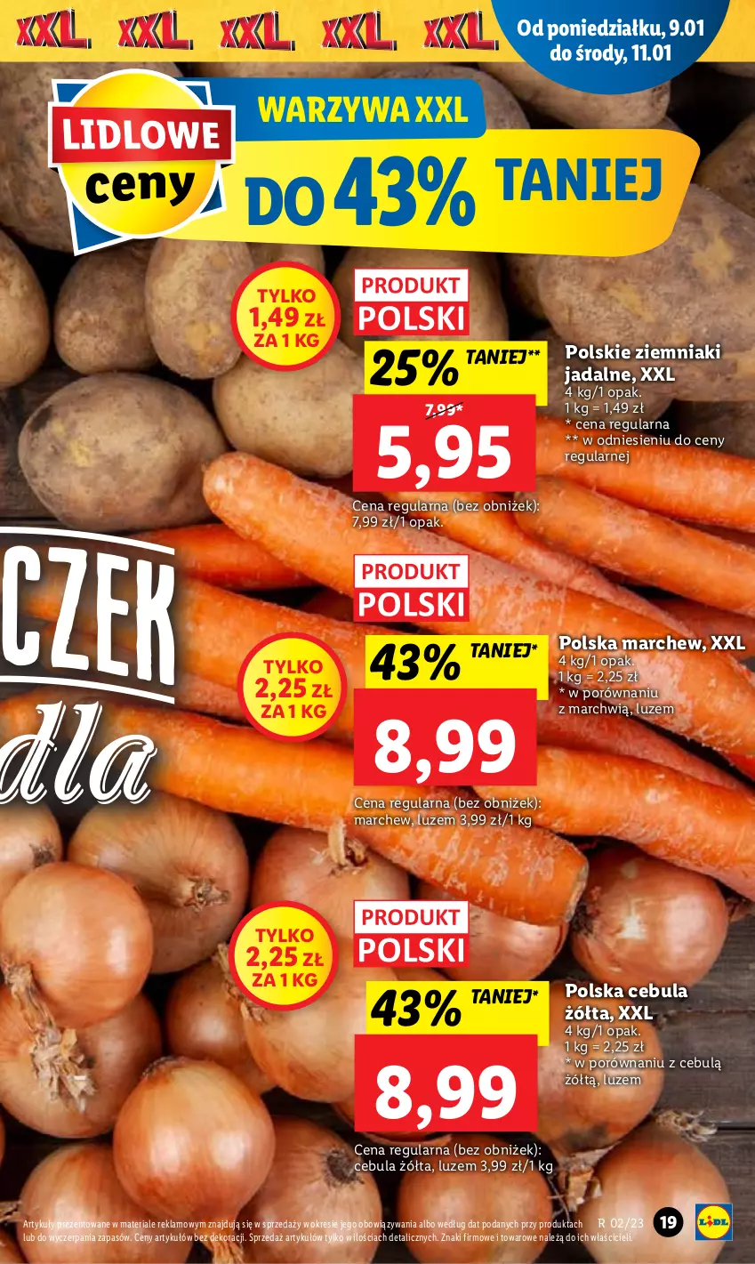 Gazetka promocyjna Lidl - GAZETKA - ważna 09.01 do 11.01.2023 - strona 19 - produkty: Cebula, Por, Warzywa, Ziemniaki