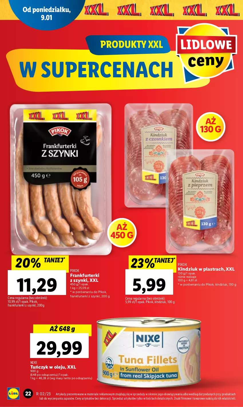 Gazetka promocyjna Lidl - GAZETKA - ważna 09.01 do 11.01.2023 - strona 26 - produkty: Frankfurterki, Kindziuk, Olej, PIKOK, Por, Tuńczyk