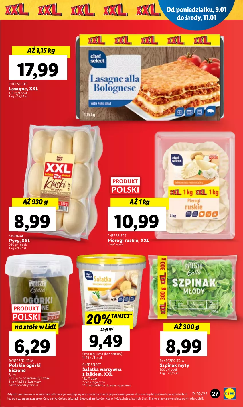 Gazetka promocyjna Lidl - GAZETKA - ważna 09.01 do 11.01.2023 - strona 31 - produkty: Lasagne, Pierogi, Sałat, Sałatka, Sałatka warzywna, Szpinak