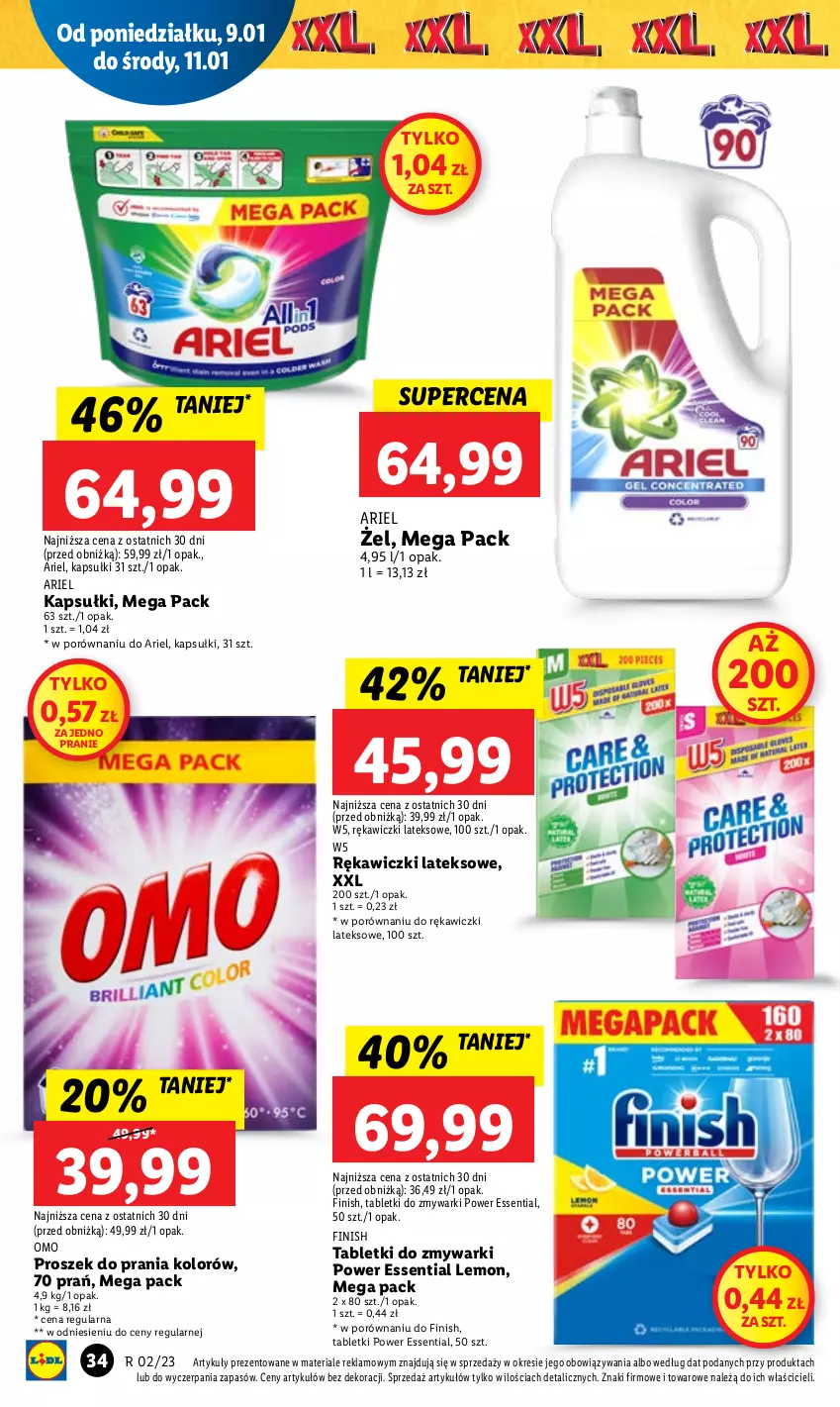 Gazetka promocyjna Lidl - GAZETKA - ważna 09.01 do 11.01.2023 - strona 38 - produkty: Ariel, Finish, Por, Proszek do prania, Tablet, Tabletki do zmywarki, Zmywarki