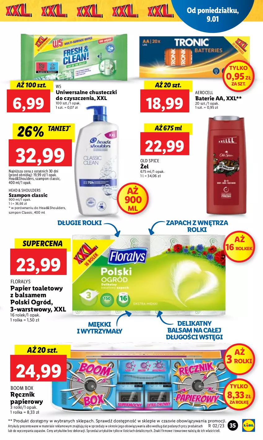 Gazetka promocyjna Lidl - GAZETKA - ważna 09.01 do 11.01.2023 - strona 39 - produkty: Chusteczki, Chusteczki do czyszczenia, Flora, Ogród, Old Spice, Papier, Papier toaletowy, Por, Ręcznik, Rolki, Szampon