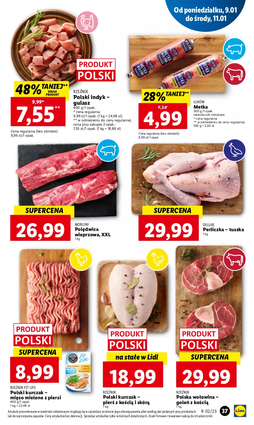 Gazetka promocyjna Lidl - GAZETKA - ważna 09.01 do 11.01.2023 - strona 41 - produkty: Kurczak, Mięso, Mięso mielone, Morliny, Perliczka, Polędwica, Tusz, Wołowina