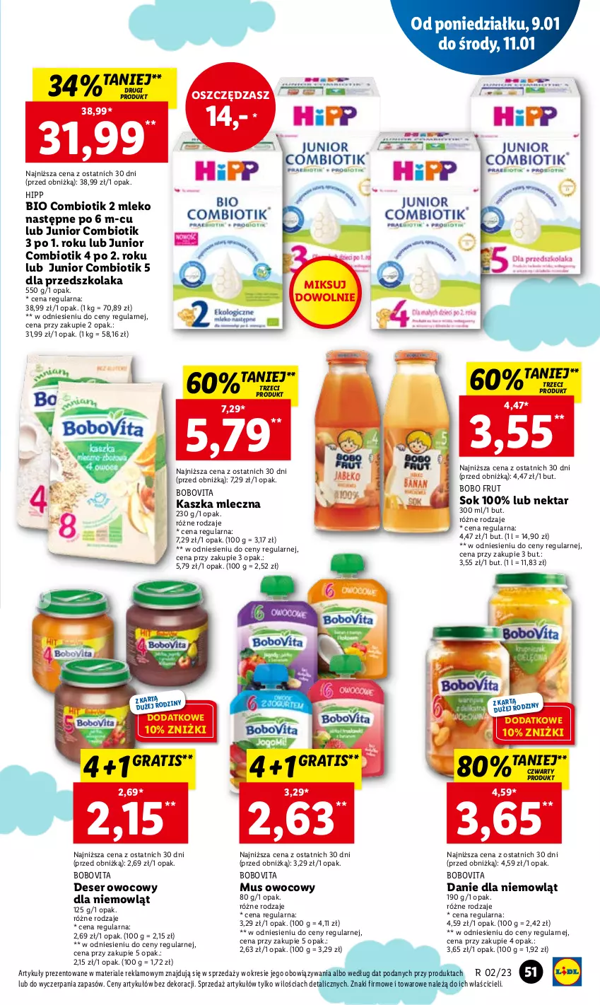 Gazetka promocyjna Lidl - GAZETKA - ważna 09.01 do 11.01.2023 - strona 55 - produkty: BoboVita, Deser, Deser owocowy, Gra, HiPP, Hipp Bio, Mleko, Mus, Nektar, O nas, Ser, Sok