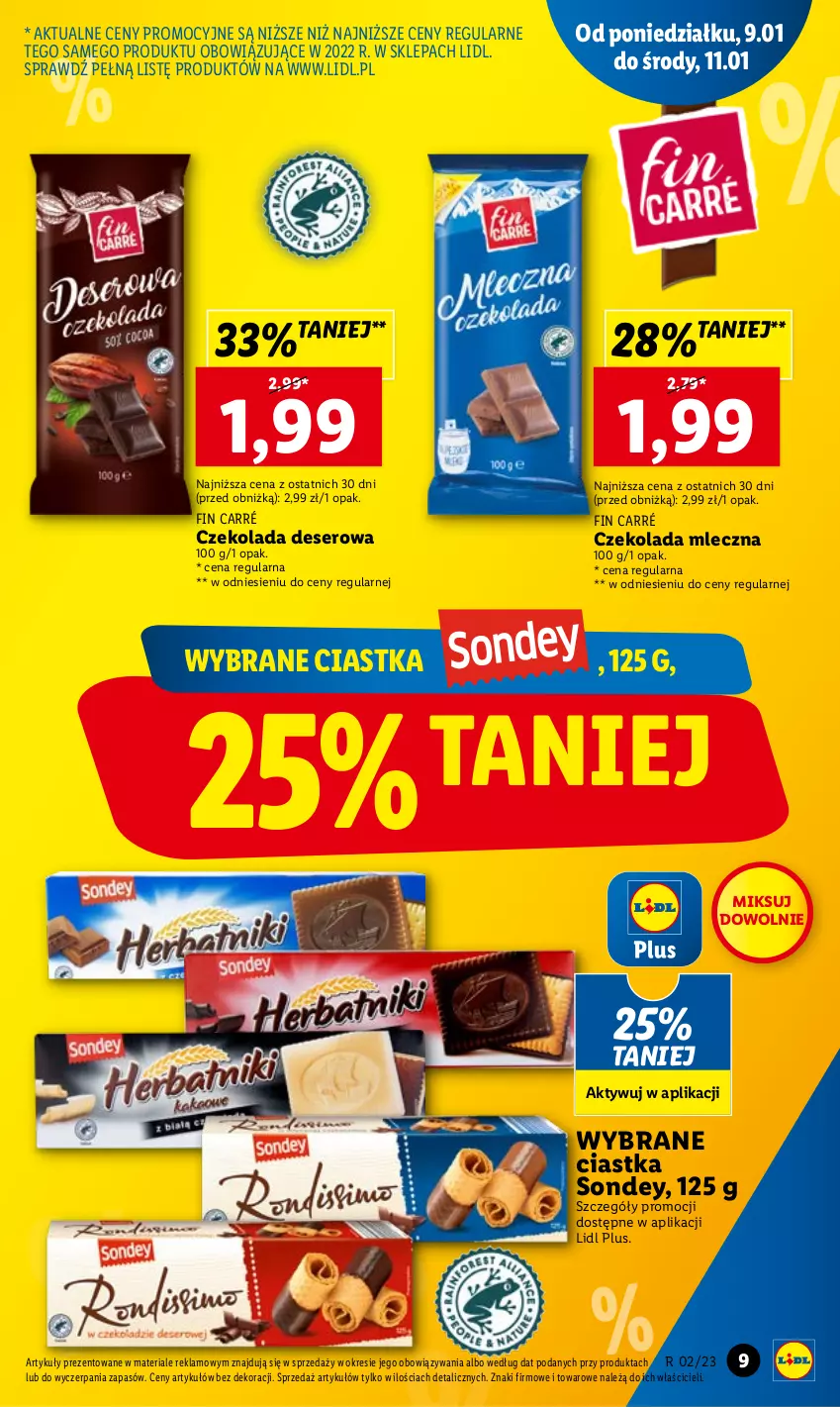 Gazetka promocyjna Lidl - GAZETKA - ważna 09.01 do 11.01.2023 - strona 9 - produkty: Ciastka, Czekolada, Czekolada mleczna, Deser, Ser