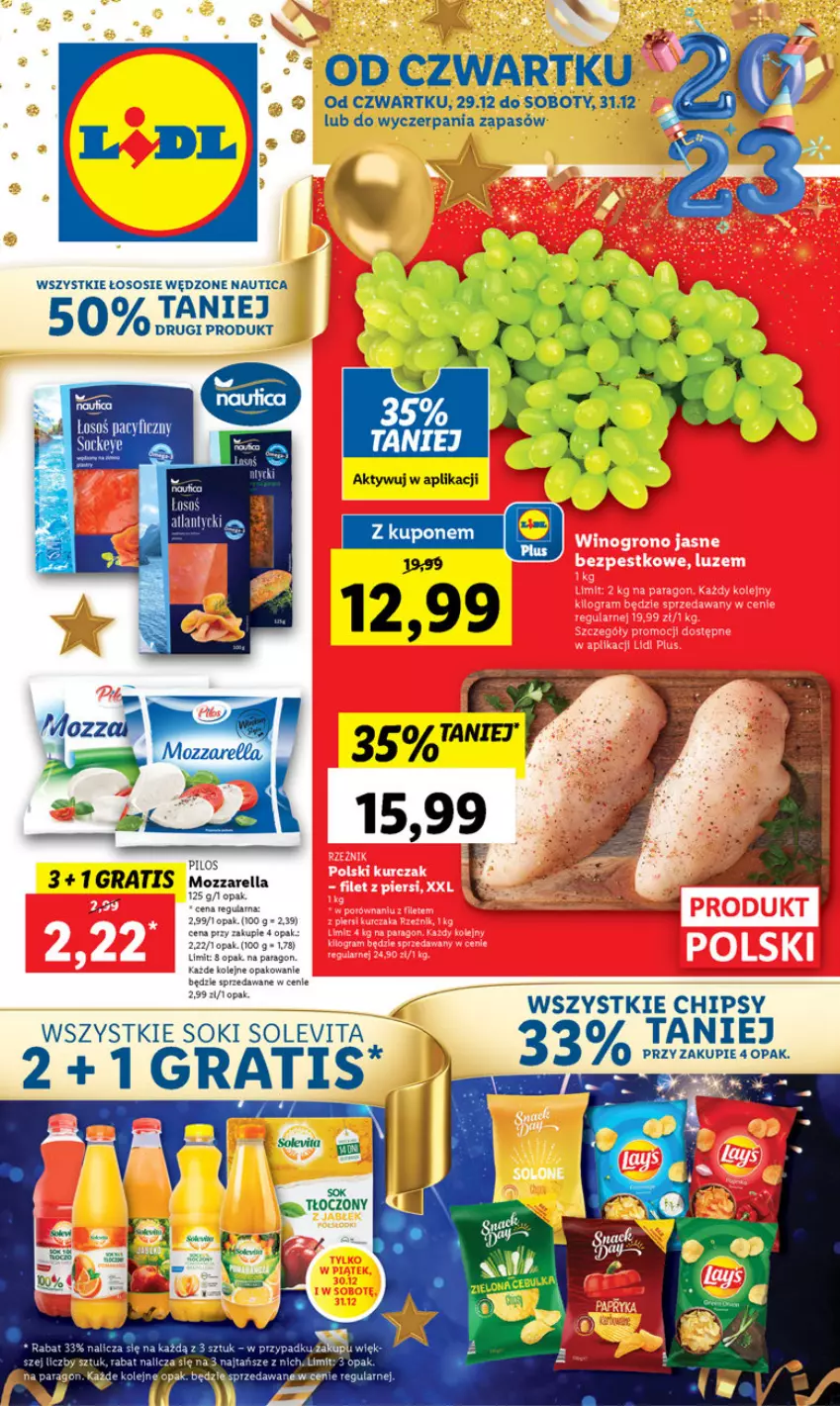 Gazetka promocyjna Lidl - GAZETKA - ważna 29.12 do 31.12.2022 - strona 1 - produkty: Chipsy, Gra, Olej, Sok, Sos