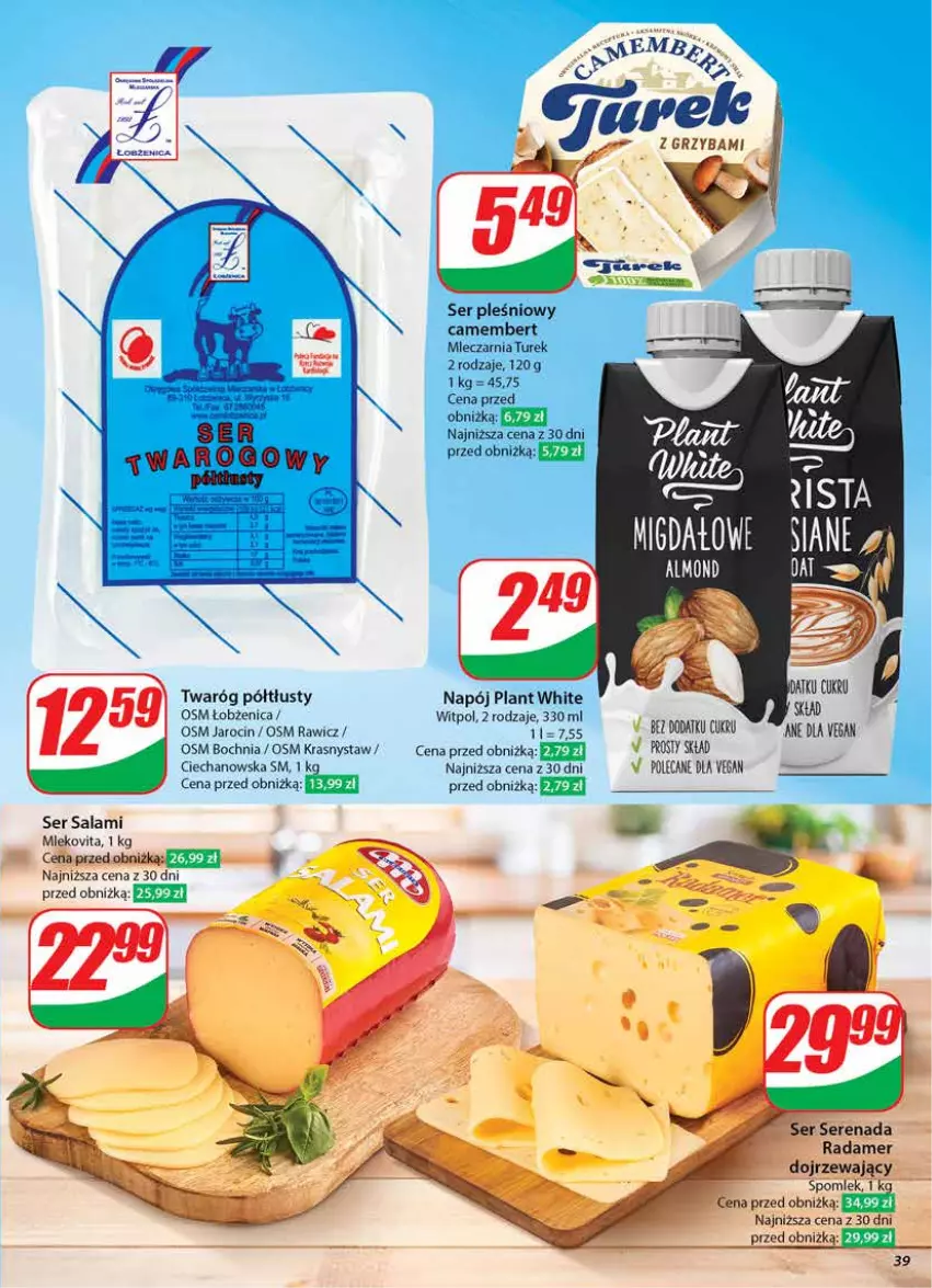 Gazetka promocyjna Dino - Gazetka 41 / 2024 - ważna 09.10 do 15.10.2024 - strona 39 - produkty: Camembert, Mleko, Mlekovita, Napój, Radamer, Salami, Ser, Ser pleśniowy, Ser salami, Twaróg, Twaróg półtłusty