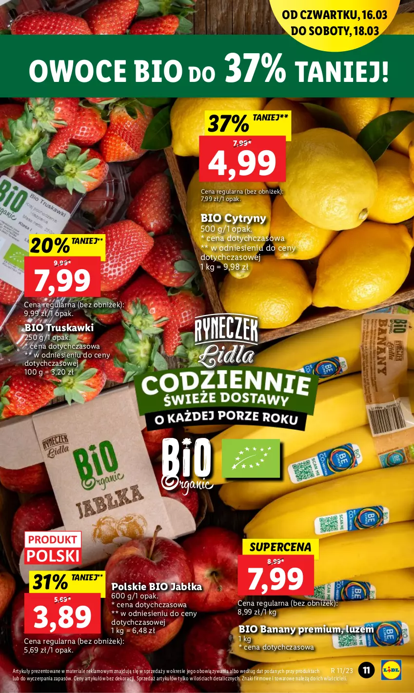 Gazetka promocyjna Lidl - GAZETKA - ważna 16.03 do 18.03.2023 - strona 11 - produkty: Banany, Cytryny, Jabłka, Owoce, Truskawki