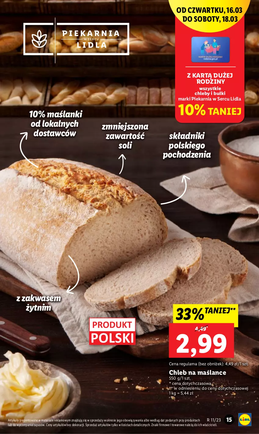 Gazetka promocyjna Lidl - GAZETKA - ważna 16.03 do 18.03.2023 - strona 15 - produkty: Chleb, Lanki, Ser