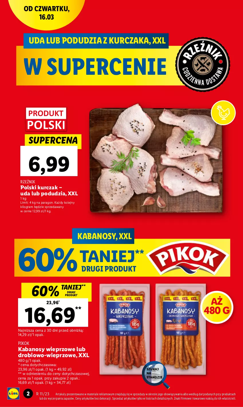 Gazetka promocyjna Lidl - GAZETKA - ważna 16.03 do 18.03.2023 - strona 2 - produkty: Gra, Kabanos, Kurczak, Olej, PIKOK