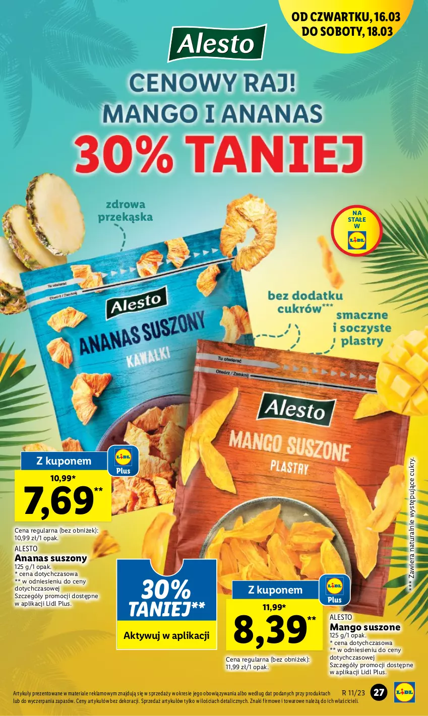 Gazetka promocyjna Lidl - GAZETKA - ważna 16.03 do 18.03.2023 - strona 27 - produkty: Ananas, Mango, Mango suszone