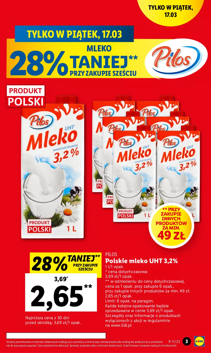 Gazetka promocyjna Lidl - GAZETKA - ważna 16.03 do 18.03.2023 - strona 3 - produkty: Mleko, Olej, Pilos