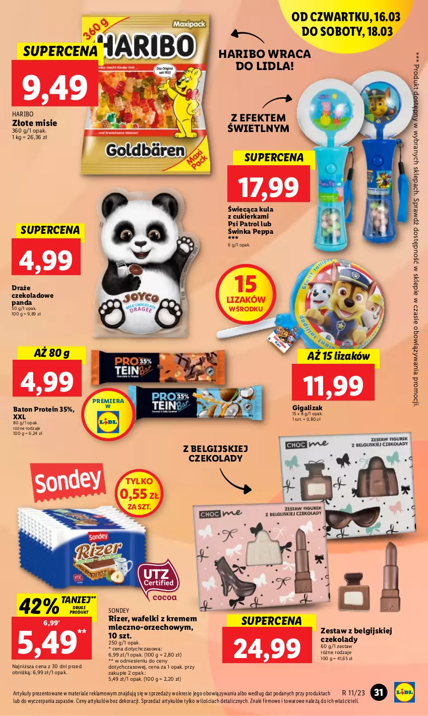 Gazetka promocyjna Lidl - GAZETKA - ważna 16.03 do 18.03.2023 - strona 31 - produkty: Baton, Cukier, Haribo, Inka, LG, Panda, Psi Patrol