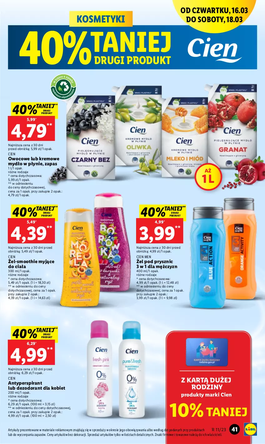 Gazetka promocyjna Lidl - GAZETKA - ważna 16.03 do 18.03.2023 - strona 43 - produkty: Antyperspirant, Dezodorant, Mydło, Mydło w płynie, Smoothie