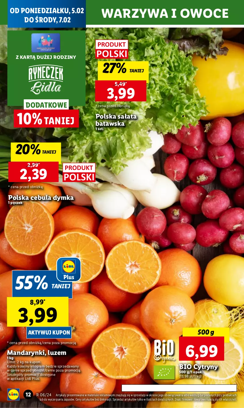 Gazetka promocyjna Lidl - GAZETKA - ważna 05.02 do 07.02.2024 - strona 16 - produkty: Cebula, Chleb, Cytryny, Gra, Mandarynki, Olej, Owoce, Sałat, Ser, Warzywa, Warzywa i owoce