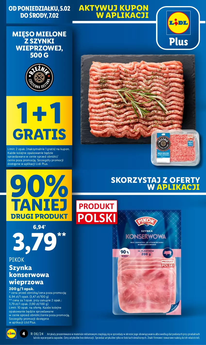 Gazetka promocyjna Lidl - GAZETKA - ważna 05.02 do 07.02.2024 - strona 4 - produkty: Gra, Mięso, Mięso mielone, Mięso mielone z szynki, Olej, PIKOK, Ser, Szynka, Szynka konserwowa