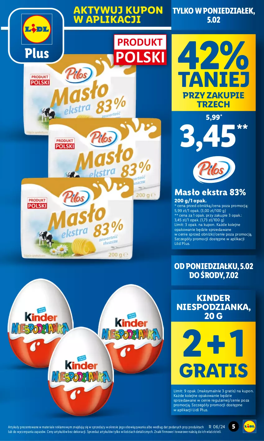 Gazetka promocyjna Lidl - GAZETKA - ważna 05.02 do 07.02.2024 - strona 5 - produkty: Gra, Kinder, Masło, Olej