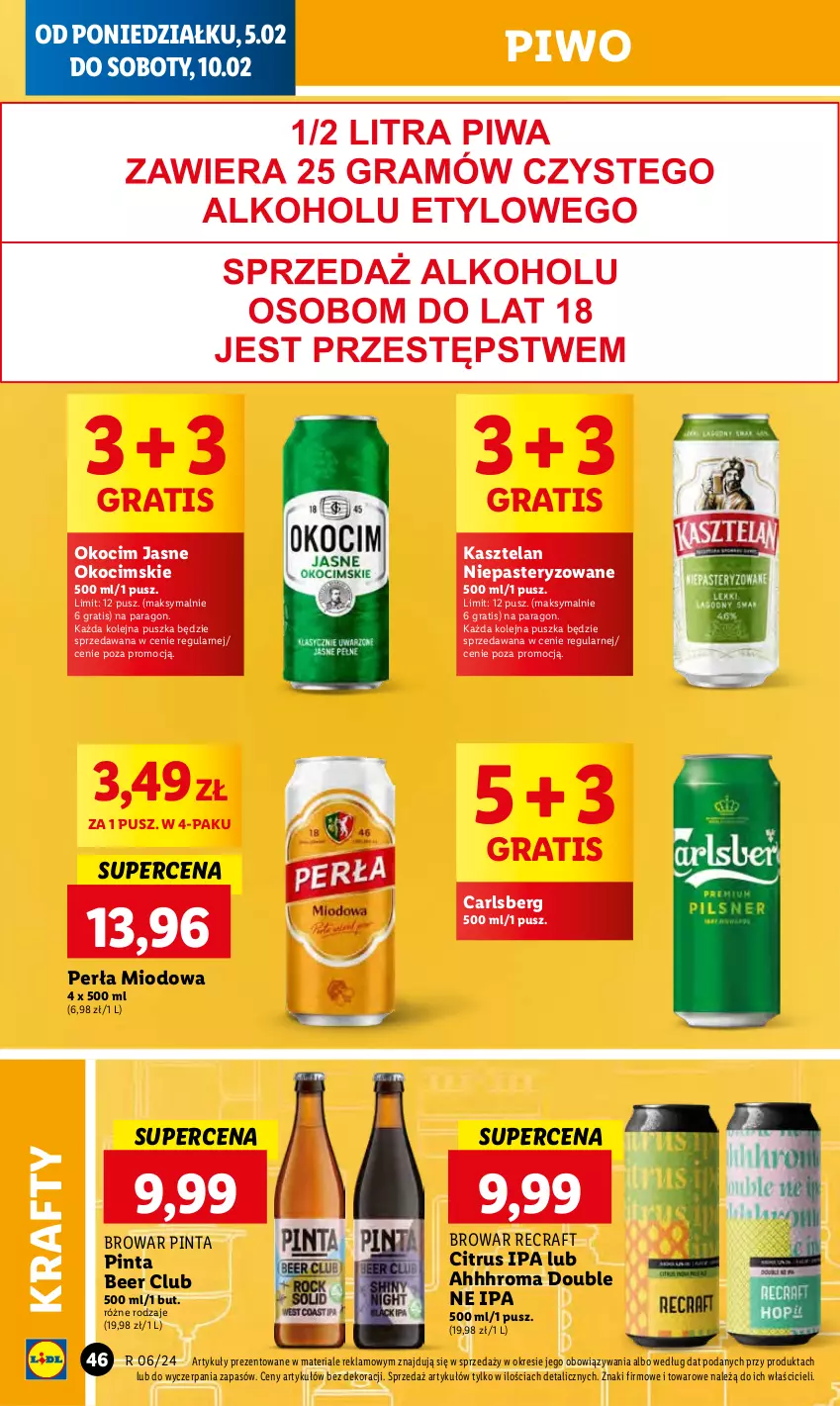 Gazetka promocyjna Lidl - GAZETKA - ważna 05.02 do 07.02.2024 - strona 52 - produkty: Carlsberg, Gra, Kasztelan, Koc, Okocim, Olej, Perła, Piwo