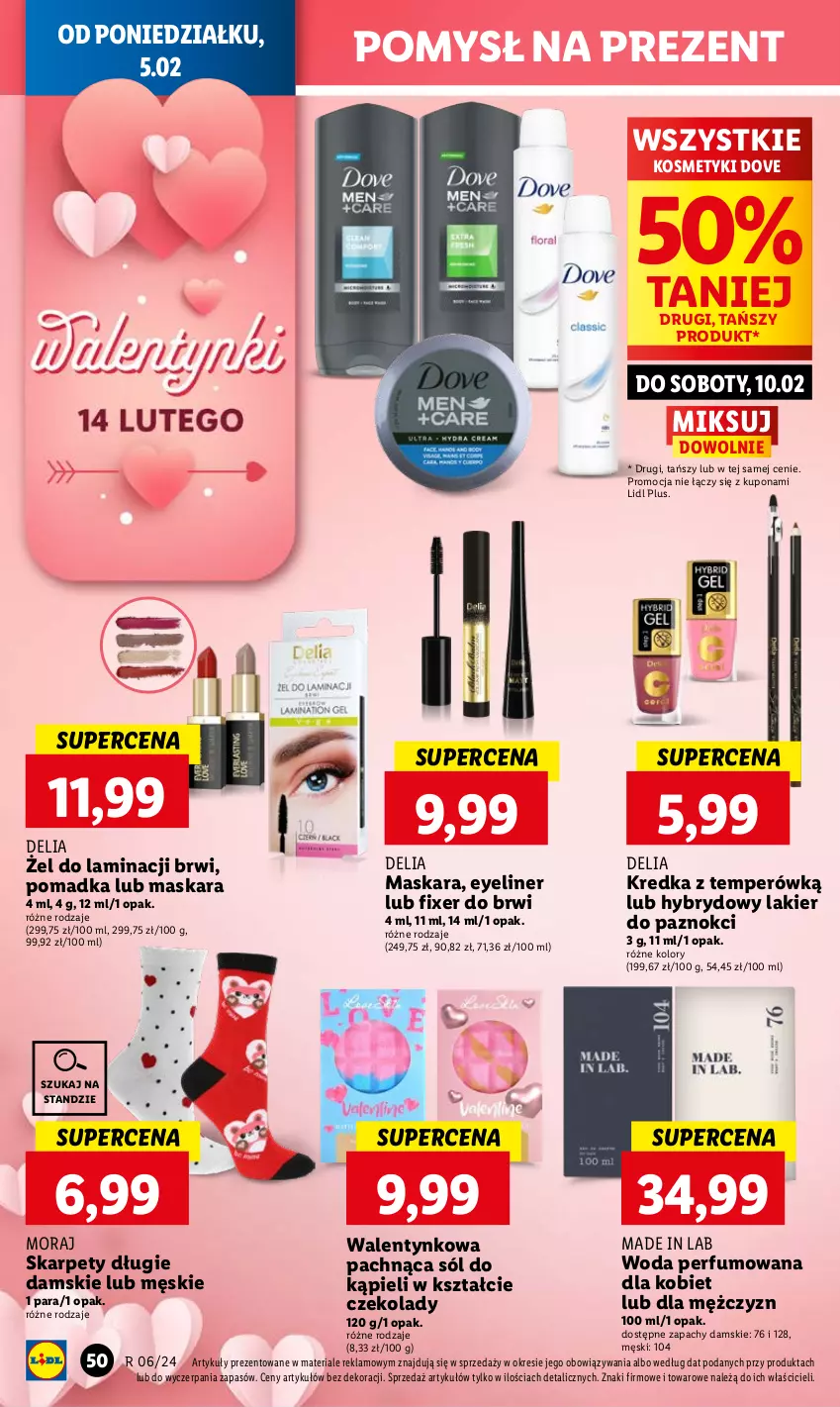 Gazetka promocyjna Lidl - GAZETKA - ważna 05.02 do 07.02.2024 - strona 58 - produkty: Dove, Karp, Kredka, Lakier, Lakier do paznokci, Maska, Maskara, Perfum, Sól, Sól do kąpieli, Woda, Woda perfumowana