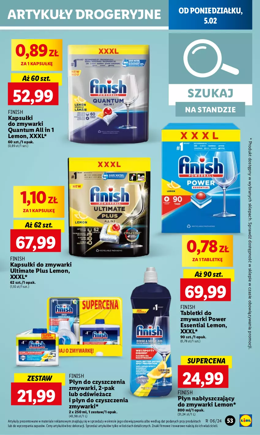 Gazetka promocyjna Lidl - GAZETKA - ważna 05.02 do 07.02.2024 - strona 61 - produkty: Finish, Płyn nabłyszczający, Tablet, Tabletki do zmywarki, Zmywarki