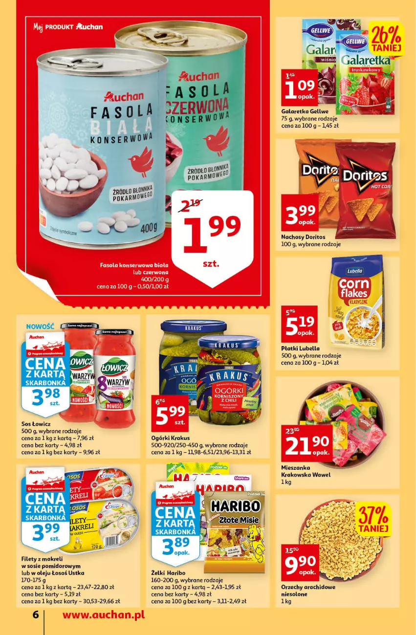 Gazetka promocyjna Auchan - przeNISKIE CENY Prze SŁONECZNE oferty Supermarkety - ważna 30.06 do 06.07.2022 - strona 6 - produkty: Bell, Bella, Haribo, Krakus, Lubella, Olej, Sos, Wawel