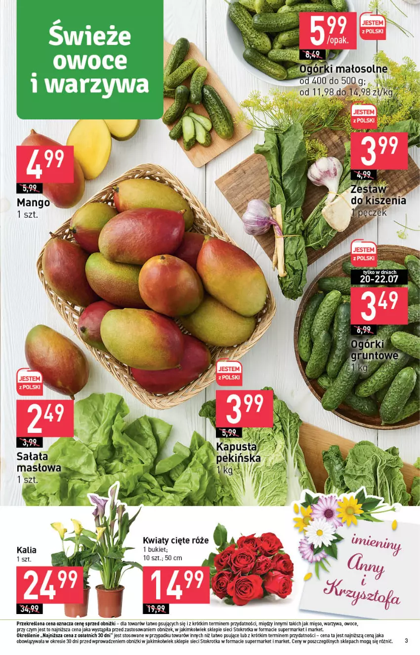 Gazetka promocyjna Stokrotka - Supermarket - ważna 20.07 do 26.07.2023 - strona 3 - produkty: Bukiet, Kwiaty cięte, Mięso, Owoce, Warzywa