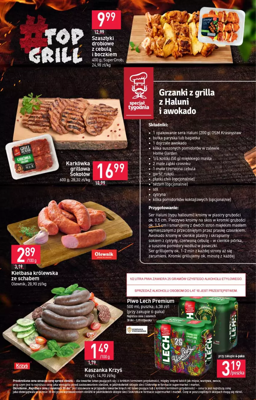 Gazetka promocyjna Stokrotka - Supermarket - ważna 20.07 do 26.07.2023 - strona 6 - produkty: Bagietka, Bułka, Cebula, Cytryny, Grill, Kasza, Kaszanka, Kiełbasa, Lech Premium, Mięso, Olewnik, Owoce, Piec, Pieczywo, Piwo, Pomidory, Rum, Ser, Sezam, Sok, Sól, Suszone pomidory, Warzywa