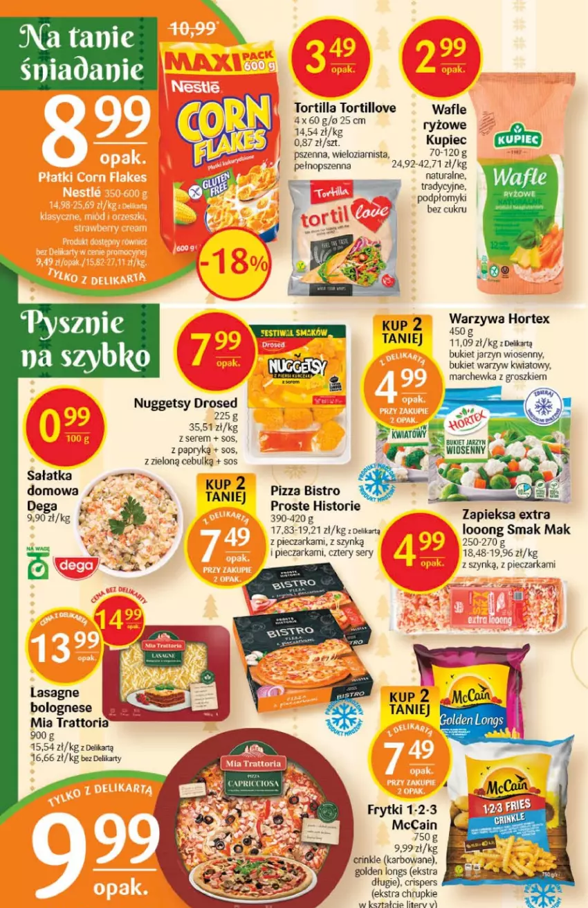 Gazetka promocyjna Delikatesy Centrum - Gazetka DC46 - ważna 24.11 do 30.11.2022 - strona 22 - produkty: Chrupki, Dega, Frytki, Hortex, Kupiec, Lasagne, Marchewka, McCain, Piec, Pieczarka, Pizza, Ryż, Sałat, Sałatka, Ser, Sos, Tortilla, Wafle