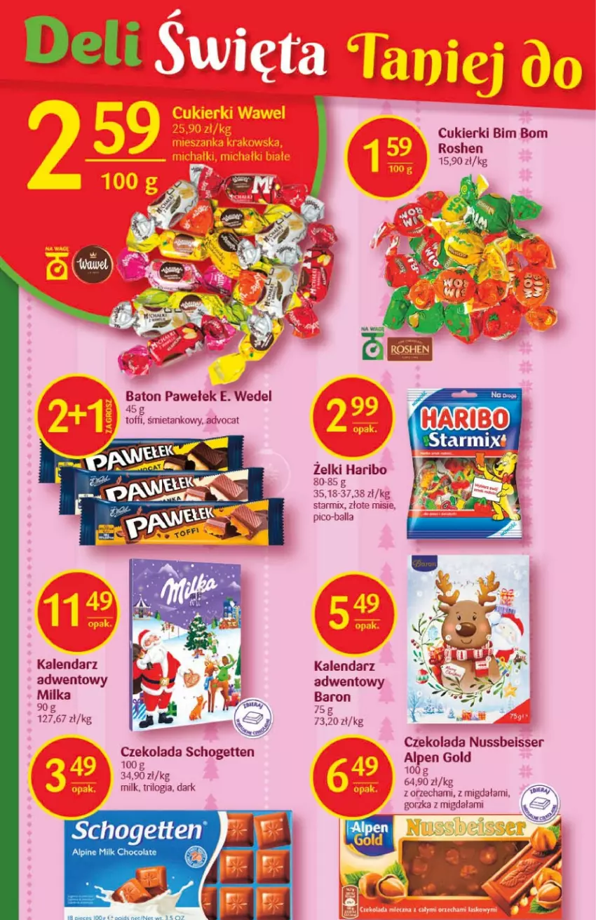 Gazetka promocyjna Delikatesy Centrum - Gazetka DC46 - ważna 24.11 do 30.11.2022 - strona 26 - produkty: Baton, Cukier, Cukierki, Czekolada, E. Wedel, Haribo, Kalendarz, Milka, Pico-Balla, Schogetten, Ser