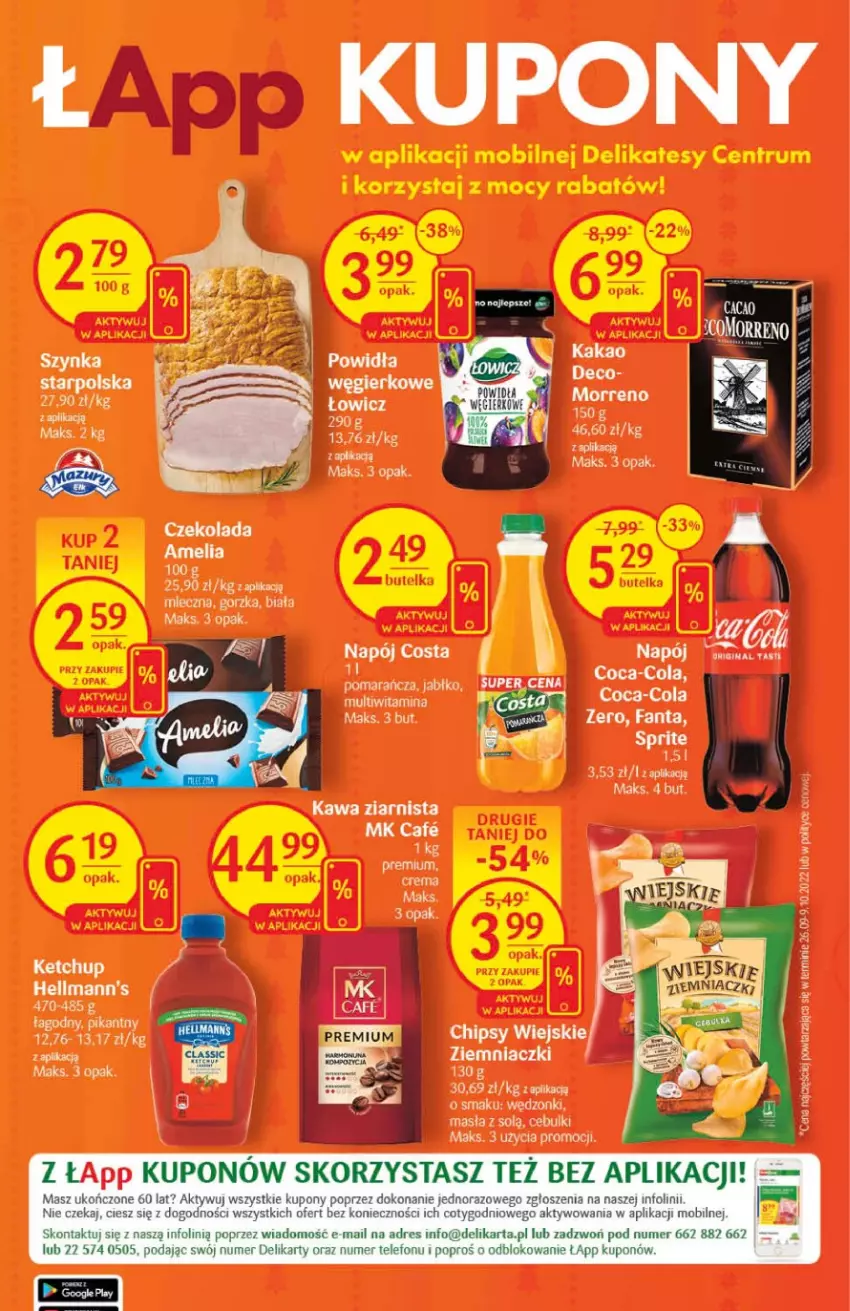 Gazetka promocyjna Delikatesy Centrum - Gazetka DC46 - ważna 24.11 do 30.11.2022 - strona 7 - produkty: Chipsy, Coca-Cola, Fa, Fanta, Gin, Kakao, Kawa, Kawa ziarnista, Ketchup, Miecz, Napój, Sprite, Szynka