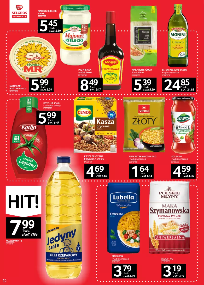 Gazetka promocyjna Selgros - Oferta spożywcza - ważna 02.02 do 15.02.2023 - strona 12 - produkty: Gry, Kasza, Kasza gryczana, Ketchup, Maggi, Majonez, Mąka, Makaron, Makaron ryżowy, Olej, Oliwa z oliwek, Ryż, Słynne, Słynne MR Roślinne, Sos, Zupa