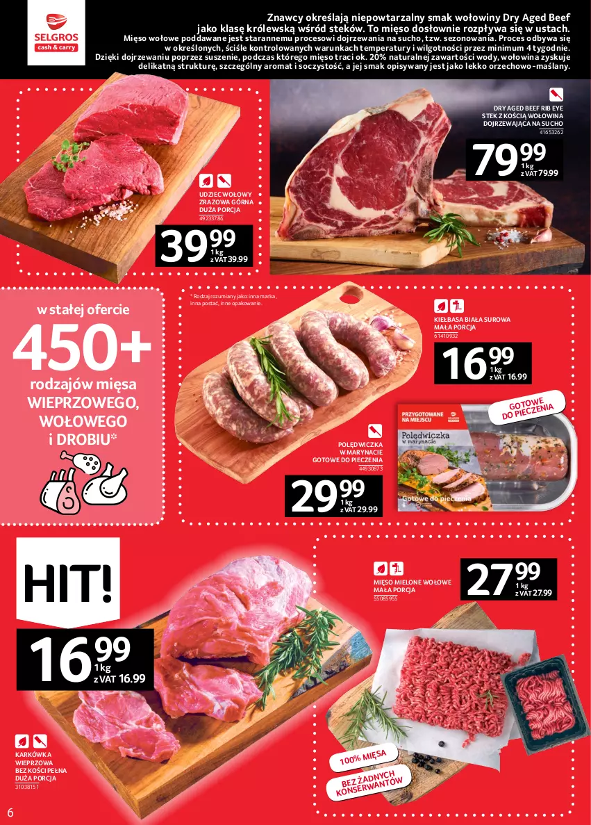 Gazetka promocyjna Selgros - Oferta spożywcza - ważna 02.02 do 15.02.2023 - strona 6 - produkty: Karkówka wieprzowa, Kiełbasa, Kiełbasa biała, LG, Mięso, Mięso mielone, Mięso wołowe, Piec, Por, Stek, Udziec wołowy, Wołowina