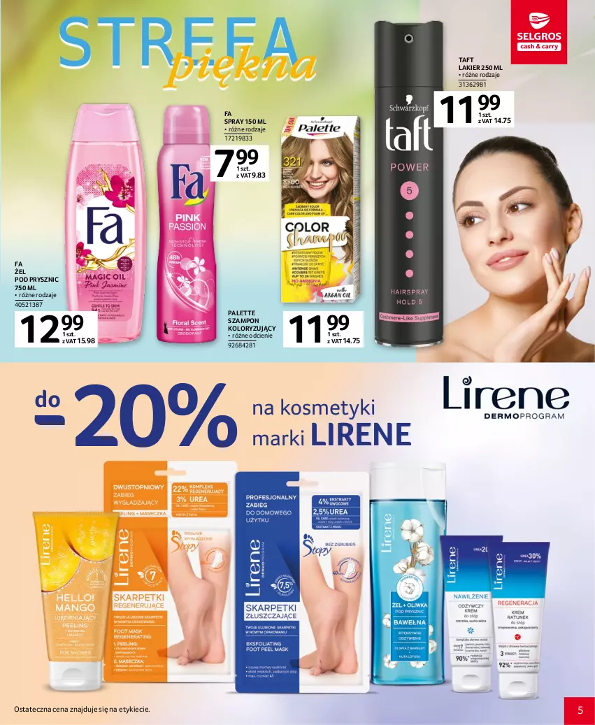 Gazetka promocyjna Selgros - Katalog Uroda - ważna 20.04 do 02.05.2023 - strona 5 - produkty: Fa, Lakier, Lirene, Palette, Szampon, Taft