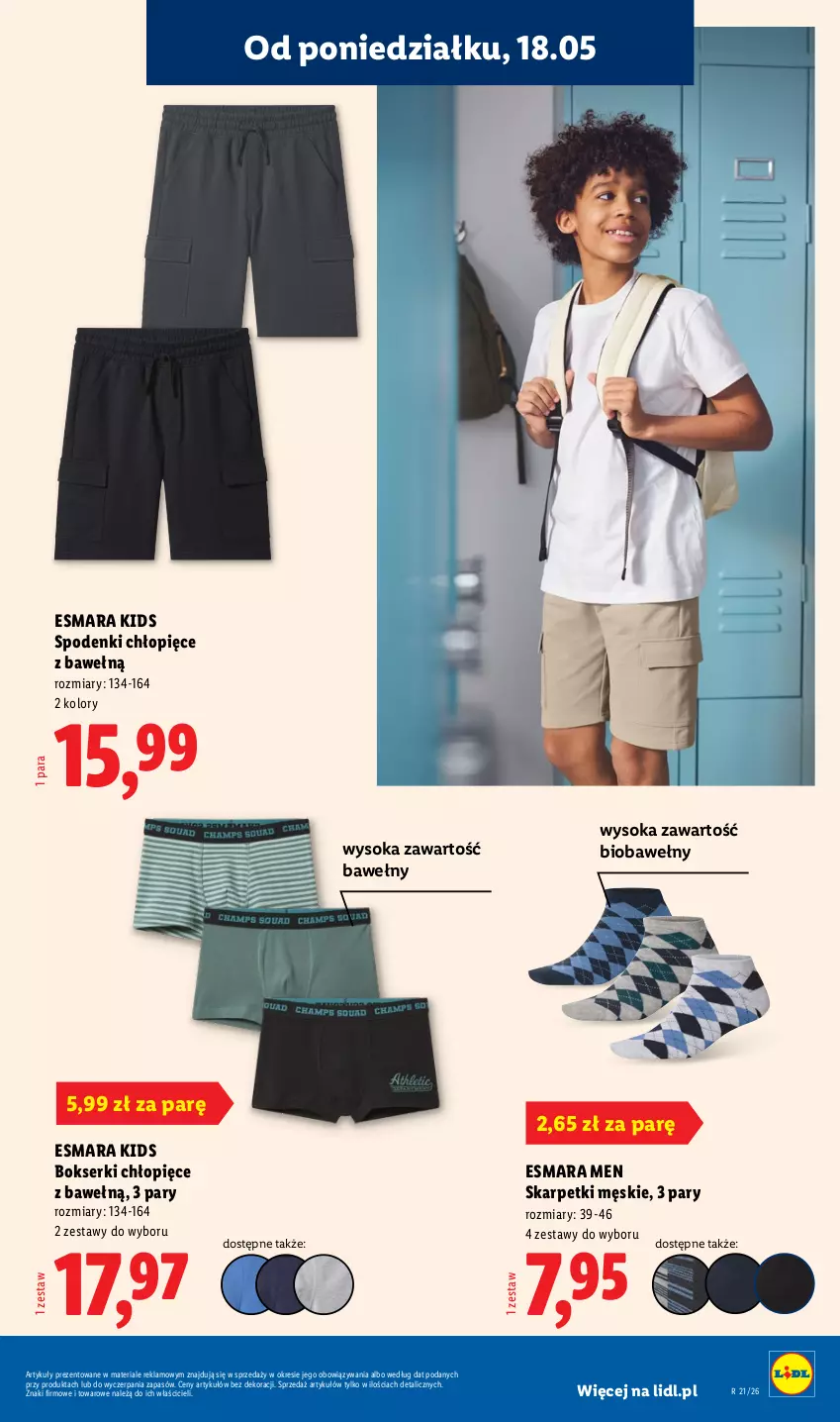 Gazetka promocyjna Lidl - Katalog ważny od 18.05 - ważna 18.05 do 23.05.2026 - strona 15 - produkty: Bokserki, Karp, Ser, Skarpetki, Sok
