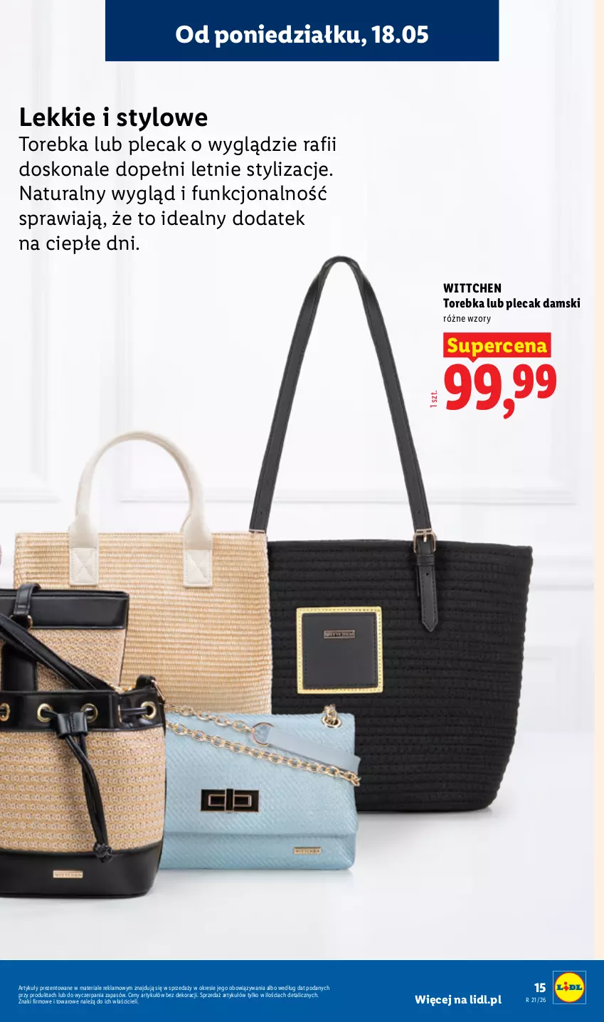 Gazetka promocyjna Lidl - Katalog ważny od 18.05 - ważna 18.05 do 23.05.2026 - strona 17 - produkty: Plecak, Torebka, Wittchen