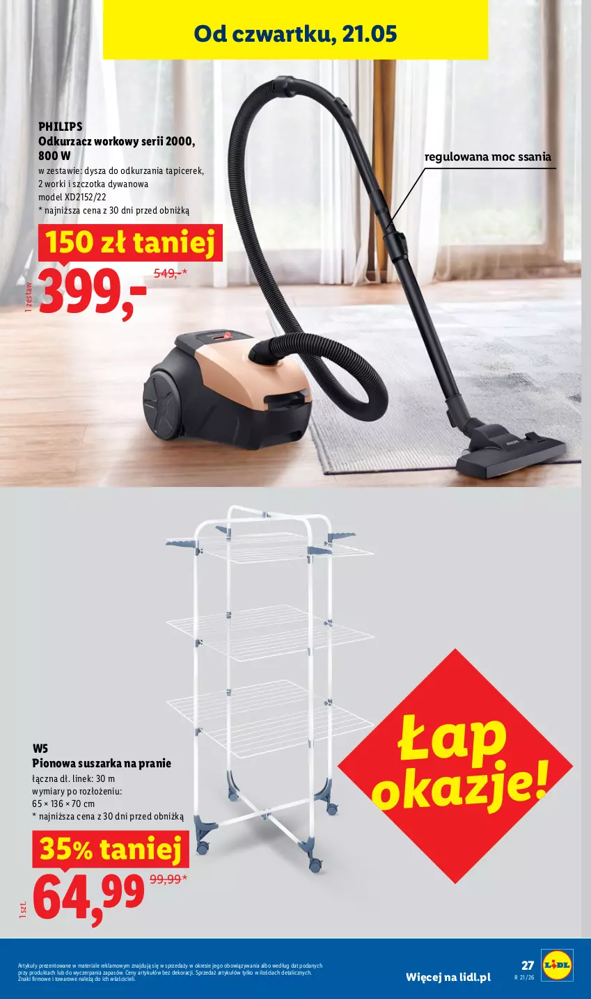 Gazetka promocyjna Lidl - Katalog ważny od 18.05 - ważna 18.05 do 23.05.2026 - strona 31 - produkty: Dywan, Odkurzacz, Philips, Ser, Suszarka, Suszarka na pranie, Szczotka