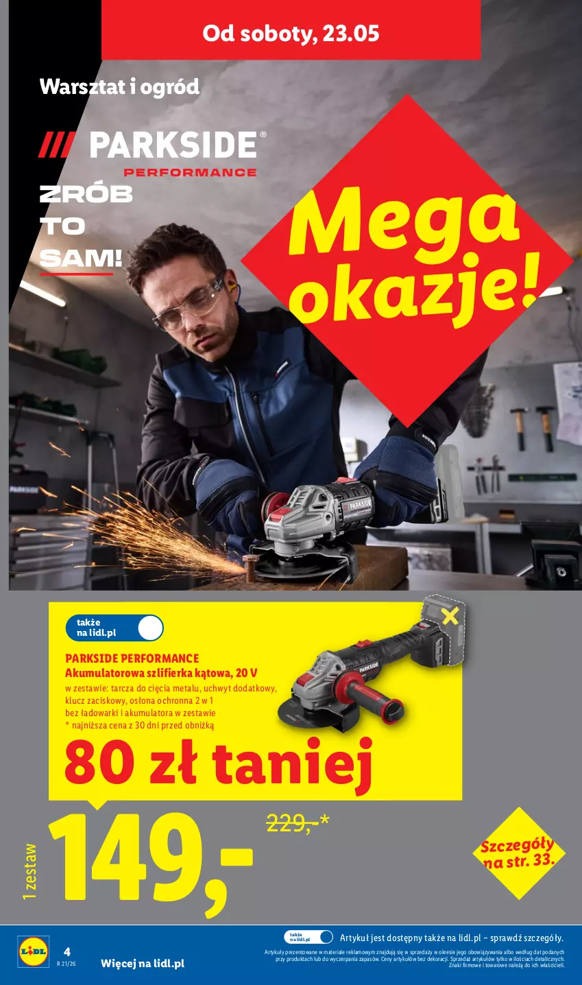 Gazetka promocyjna Lidl - Katalog ważny od 18.05 - ważna 18.05 do 23.05.2026 - strona 4 - produkty: Akumulator, Ogród, Parkside, Szlifierka, Szlifierka kątowa