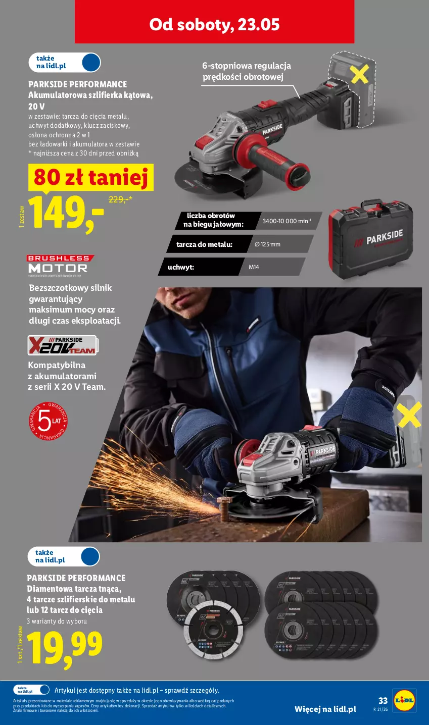 Gazetka promocyjna Lidl - Katalog ważny od 18.05 - ważna 18.05 do 23.05.2026 - strona 41 - produkty: Akumulator, Parkside, Ser, Szlifierka, Szlifierka kątowa, Tarcza tnąca, Top
