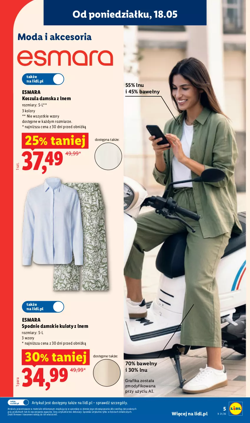 Gazetka promocyjna Lidl - Katalog ważny od 18.05 - ważna 18.05 do 23.05.2026 - strona 5 - produkty: Gra, Grafika, Kosz, Koszula, Moda, Spodnie