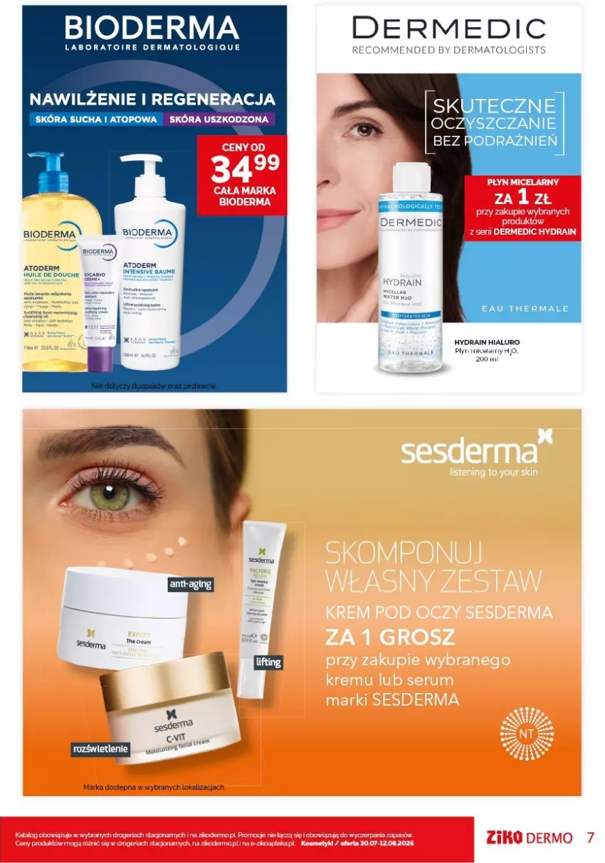 Gazetka promocyjna Ziko - Gazetka Ziko Dermo - ważna 30.07 do 12.08.2026 - strona 7 - produkty: Atoderm, Bioderma, Dermedic, Fa, Gin, Gry, Top