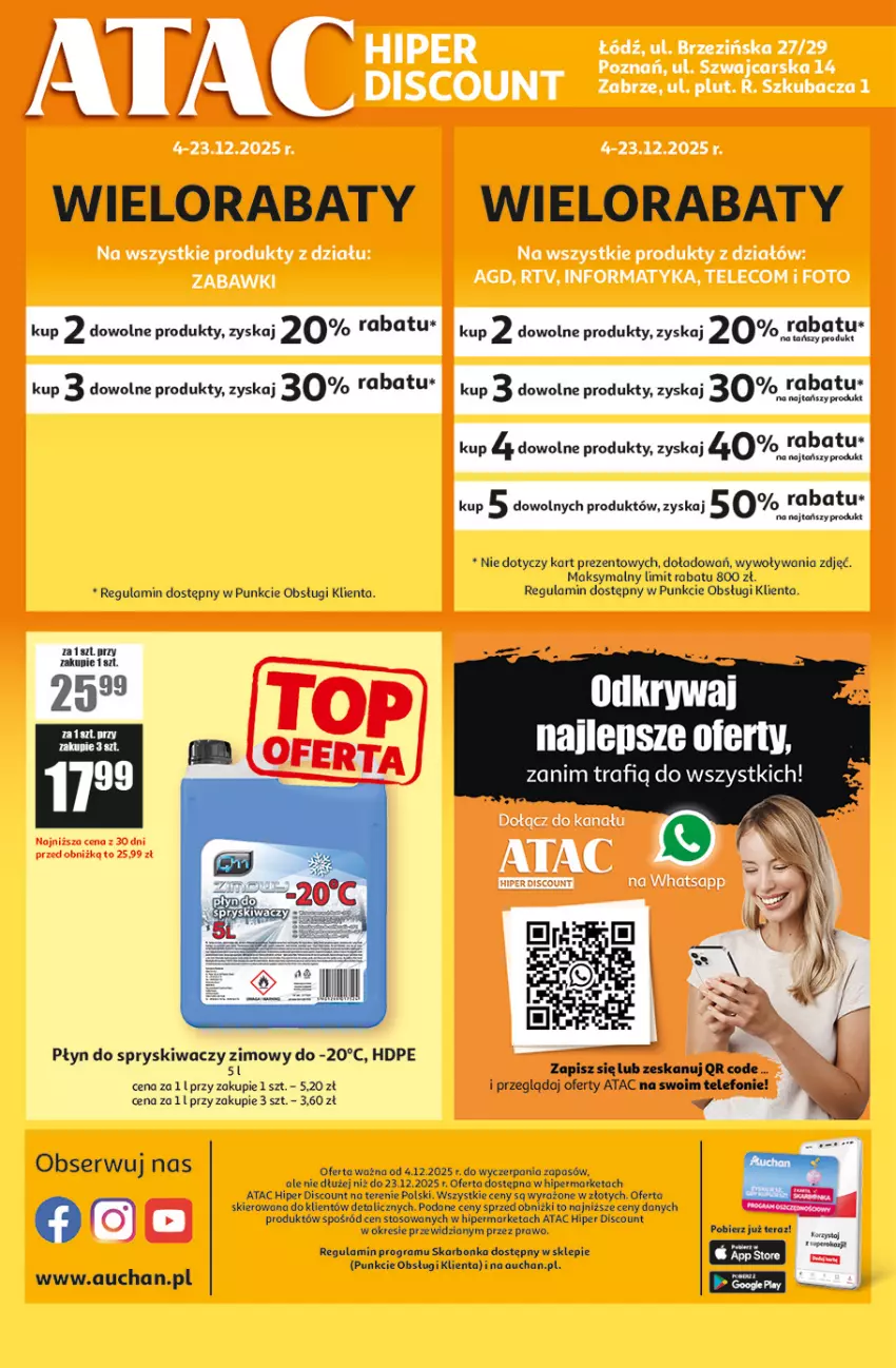 Gazetka promocyjna Auchan - Gazetka ATAC Hiper Discount - ważna 04.12 do 24.12.2025 - strona 4 - produkty: Gra, LG, Płyn do spryskiwaczy, Telefon