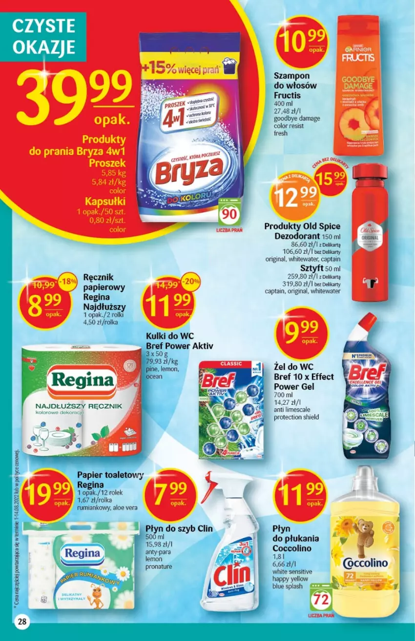 Gazetka promocyjna Delikatesy Centrum - Gazetka DC38 - ważna 29.09 do 05.10.2022 - strona 28 - produkty: Bref, Clin, Dezodorant, Fructis, Gin, Old Spice, Papier, Płyn do szyb, Ręcznik, Szampon